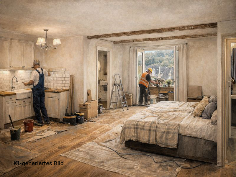 Handwerker bei der Vorbereitung